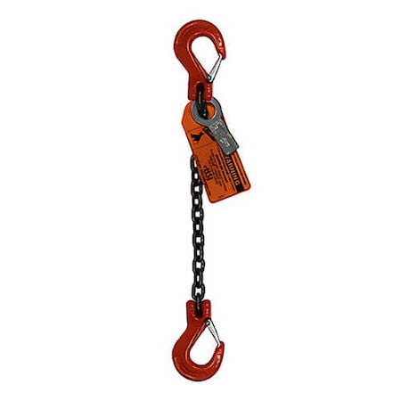 Hsi Sngl Leg Chain Slng, 3/8 in dia, 16ft L, Slip Hook, 8,800lb Lmt 10SSS3/8-16